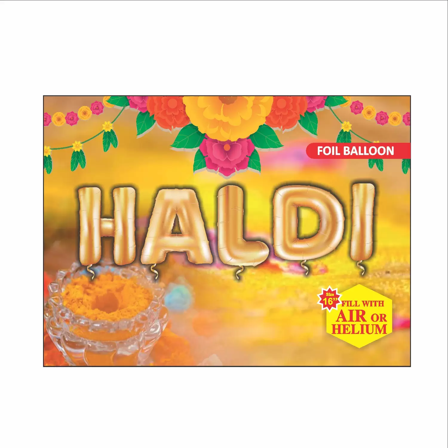 Haldi Ceremony Foil Balloon Decoration 5 Pcs Set